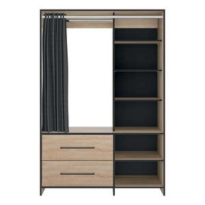 Čierna šatníková skriňa v dekore duba 122x182 cm Jungo - TemaHome vyobraziť