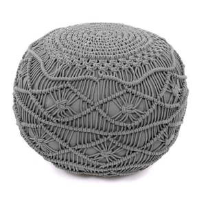 Sivý puf Tiseco Home Studio Macramé, výška 35 cm vyobraziť