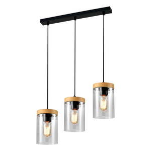 Závesné svietidlo so skleneným tienidlom v čierno-prírodnej farbe ø 12 cm Wels – Candellux Lighting vyobraziť