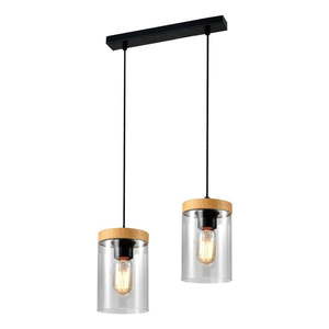 Závesné svietidlo so skleneným tienidlom v čierno-prírodnej farbe ø 12 cm Wels – Candellux Lighting vyobraziť