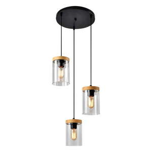 Závesné svietidlo so skleneným tienidlom v čierno-prírodnej farbe ø 12 cm Wels – Candellux Lighting vyobraziť