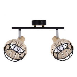 Čierno-krémové stropné svietidlo s tienidlom z kovu a ratanu ø 12 cm Tajga – Candellux Lighting vyobraziť
