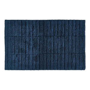 Tmavomodrá bavlnená kúpeľňová predložka Zone Tiles, 80 x 50 cm vyobraziť