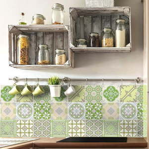 Sada 9 nástenných samolepiek Ambiance Azulejos Shade of Green, 10 × 10 cm vyobraziť