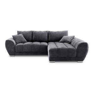 Tmavosivá rozkladacia rohová pohovka so zamatovým poťahom Windsor & Co Sofas Nuage, pravý roh vyobraziť