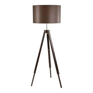 Tmavohnedá stojacia lampa s textilným tienidlom (výška 110 cm) Theo – LAMKUR vyobraziť