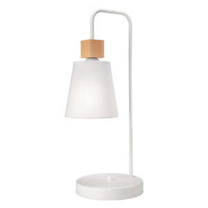 Biela stolová lampa s textilným tienidlom, výška 52 cm Enrico – LAMKUR vyobraziť