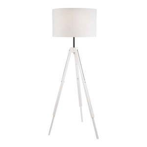 Biela stojacia lampa s textilným tienidlom, výška 110 cm Theo – LAMKUR vyobraziť