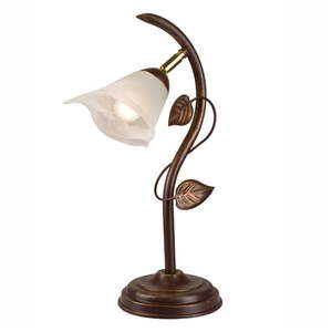 Tmavohnedá stolová lampa so skleneným tienidlom (výška 40 cm) Bluszcz – LAMKUR vyobraziť