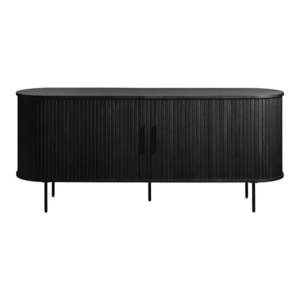 Čierna nízka komoda v dekore duba s posuvnými dverami 76x180 cm Nola – Unique Furniture vyobraziť