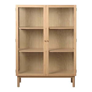 Vitrína z dubového dreva v prírodnej farbe 140x100 cm Elba – Unique Furniture vyobraziť