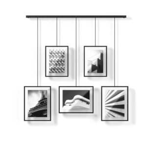 Čierne kovové rámčeky na stenu v súprave 5 ks 79x43 cm Exhibit – Umbra vyobraziť