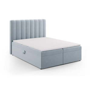 Svetlomodrá boxspring posteľ s úložným priestorom 160x200 cm Gina – Milo Casa vyobraziť