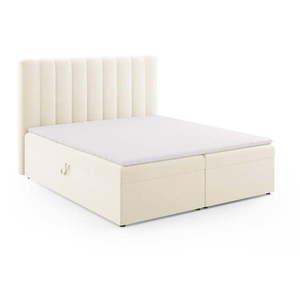 Béžová boxspring posteľ s úložným priestorom 180x200 cm Gina – Milo Casa vyobraziť
