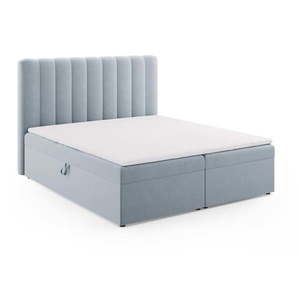 Svetlomodrá boxspring posteľ s úložným priestorom 180x200 cm Gina – Milo Casa vyobraziť
