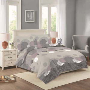 Fialovo-béžové predĺžené bavlnené obliečky na dvojlôžko 200x220 cm Nora – Cotton House vyobraziť