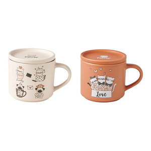 Oranžové/béžové porcelánové hrnčeky v súprave 2 ks 350 ml Cats – Brandani vyobraziť