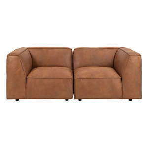 Koňakovohnedá pohovka z imitácie kože 208 cm Fairfield Kentucky – Bonami Selection vyobraziť