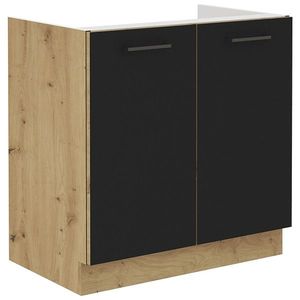 KONDELA Monro 80ZL 2F BB drezová kuchynská skrinka čierna / dub artisan vyobraziť