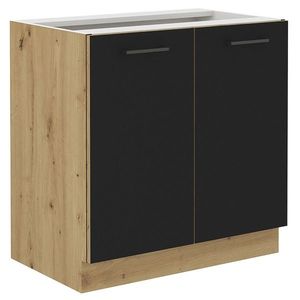 KONDELA Monro 80 D 2F BB dolná kuchynská skrinka čierna / dub artisan vyobraziť