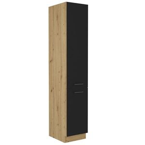 KONDELA Monro 40 DK-210 2F kuchynská skrinka na vstavanú chladničku čierna / dub artisan vyobraziť