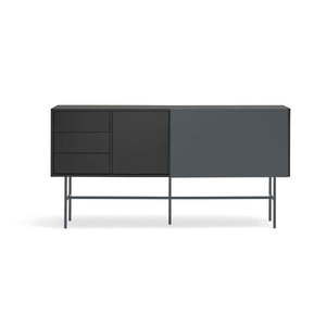 Čierno-antracitová nízka komoda s posuvnými dverami 180x91 cm Nube – Teulat vyobraziť