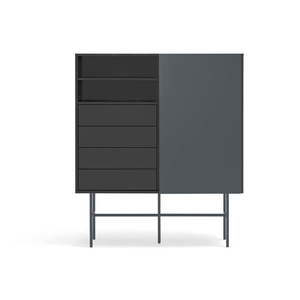 Čierno-antracitová vysoká komoda s posuvnými dverami 120x140 cm Nube – Teulat vyobraziť