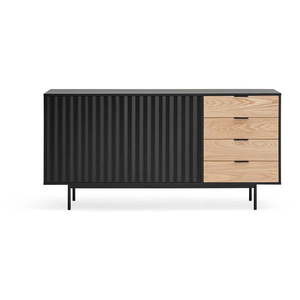 Nízka komoda v dekore duba v čierno-prírodnej farbe 159x80 cm Sierra – Teulat vyobraziť