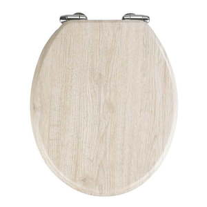 Svetlé WC sedadlo s jednoduchým zatváraním Wenko Oak, 43 × 37 cm vyobraziť