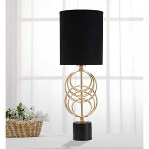 Čierna/v zlatej farbe stolová lampa s textilným tienidlom (výška 58, 5 cm) Circly – Mauro Ferretti vyobraziť
