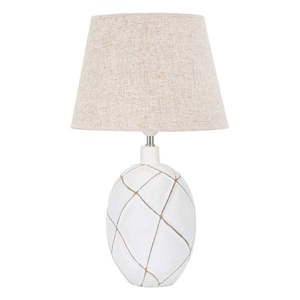 Stolová lampa s textilným tienidlom v bielo-krémovej farbe (výška 60 cm) Lines – Mauro Ferretti vyobraziť