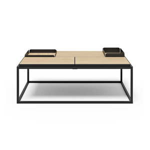 Konferenčný stolík s doskou v dekore duba v čierno-prírodnej farbe 75x120 cm Douro – TemaHome vyobraziť