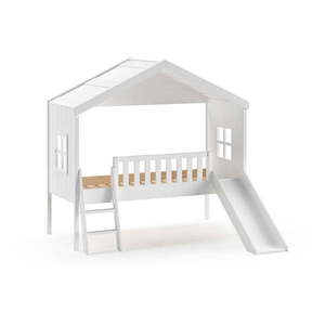 Biela domčeková/vyvýšená detská posteľ z borovicového dreva 90x200 cm Housebed – Vipack vyobraziť