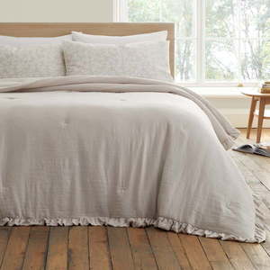 Béžový pléd na dvojlôžko 220x230 cm Soft Washed Frill – Bianca vyobraziť