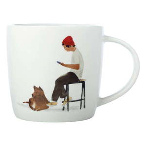 Biely porcelánový hrnček 400 ml Cafe Waiting – Maxwell & Williams vyobraziť