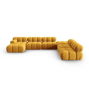 Žltá zamatová pohovka 379 cm Bellis – Micadoni Home vyobraziť