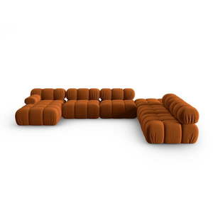 Oranžová zamatová pohovka 379 cm Bellis – Micadoni Home vyobraziť