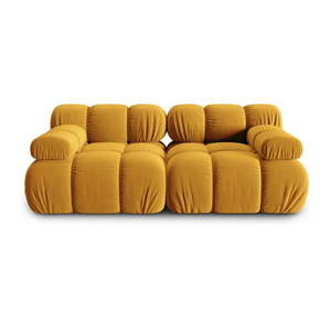 Žltá zamatová pohovka 188 cm Bellis – Micadoni Home vyobraziť
