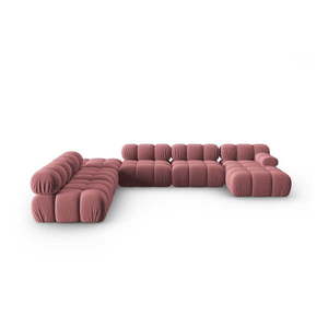 Ružová zamatová pohovka 379 cm Bellis – Micadoni Home vyobraziť