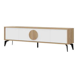 TV stolík v dekore duba v bielo-prírodnej farbe 180x51 cm Vae – Marckeric vyobraziť