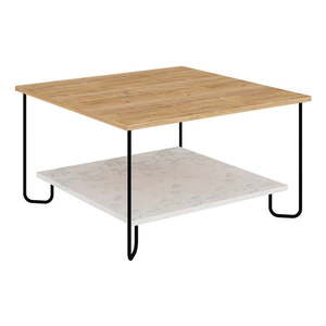 Konferenčný stolík s doskou v dubovom dekore v bielo-prírodnej farbe 80x80 cm Tonka – Marckeric vyobraziť