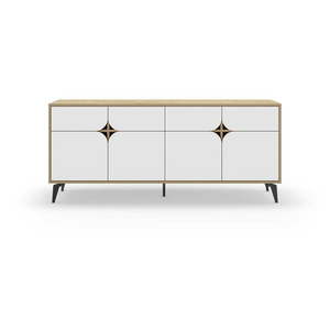 Nízka komoda v dekore duba v bielo-prírodnej farbe 185x79 cm Nola – Marckeric vyobraziť