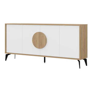 Nízka komoda v dekore duba v bielo-prírodnej farbe 180x82 cm Vae – Marckeric vyobraziť