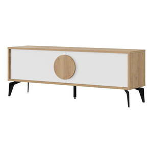 TV stolík v dekore duba v bielo-prírodnej farbe 140x51 cm Vae – Marckeric vyobraziť