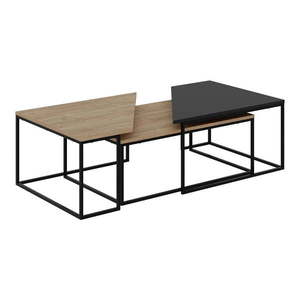 Konferenčné stolíky v súprave 3 ks s doskou v dubovom dekore v prírodnej farbe 70x110 cm Titan – Marckeric vyobraziť