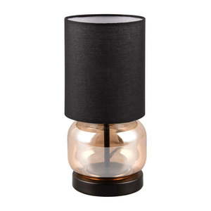 Čierno-oranžová stolová lampa s textilným tienidlom (výška 28, 5 cm) Elio – Trio vyobraziť