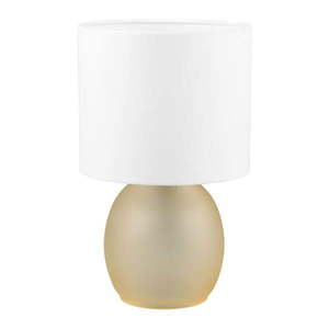 Stolová lampa v bielej a zlatej farbe s textilným tienidlom (výška 29 cm) Vela – Trio vyobraziť