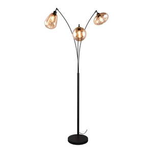 Čierno-oranžová stojacia lampa so skleneným tienidlom (výška 200 cm) Lumina – Trio vyobraziť