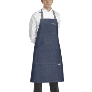 EGOCHEF Kuchárska zástera EGOchef ku krku s vreckami - jeans vyobraziť