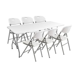 NABBI Vivas 1+6 cateringový skladací set 180x70 cm sivá / biela vyobraziť